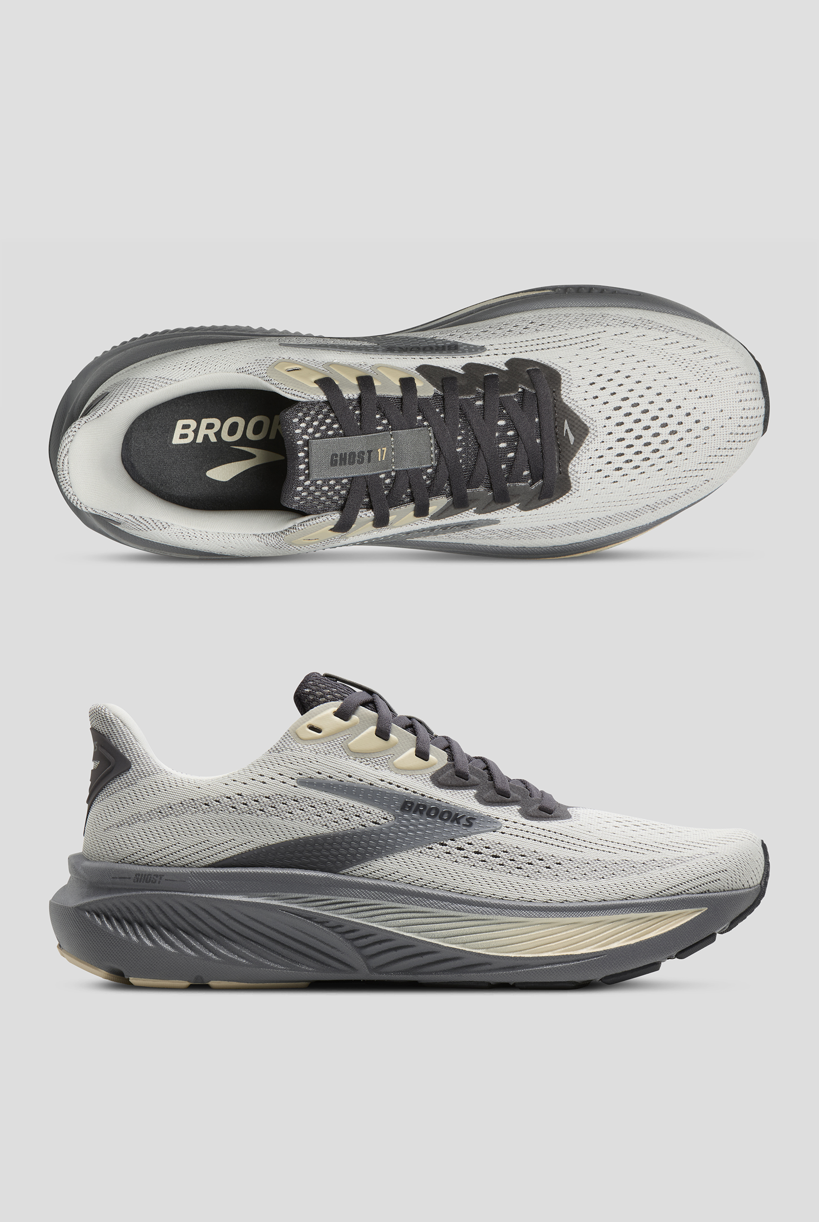 Zapatillas deportivas Brooks Ghost 17 Vaporous Gray/Primer/Sand con cordones para hombre