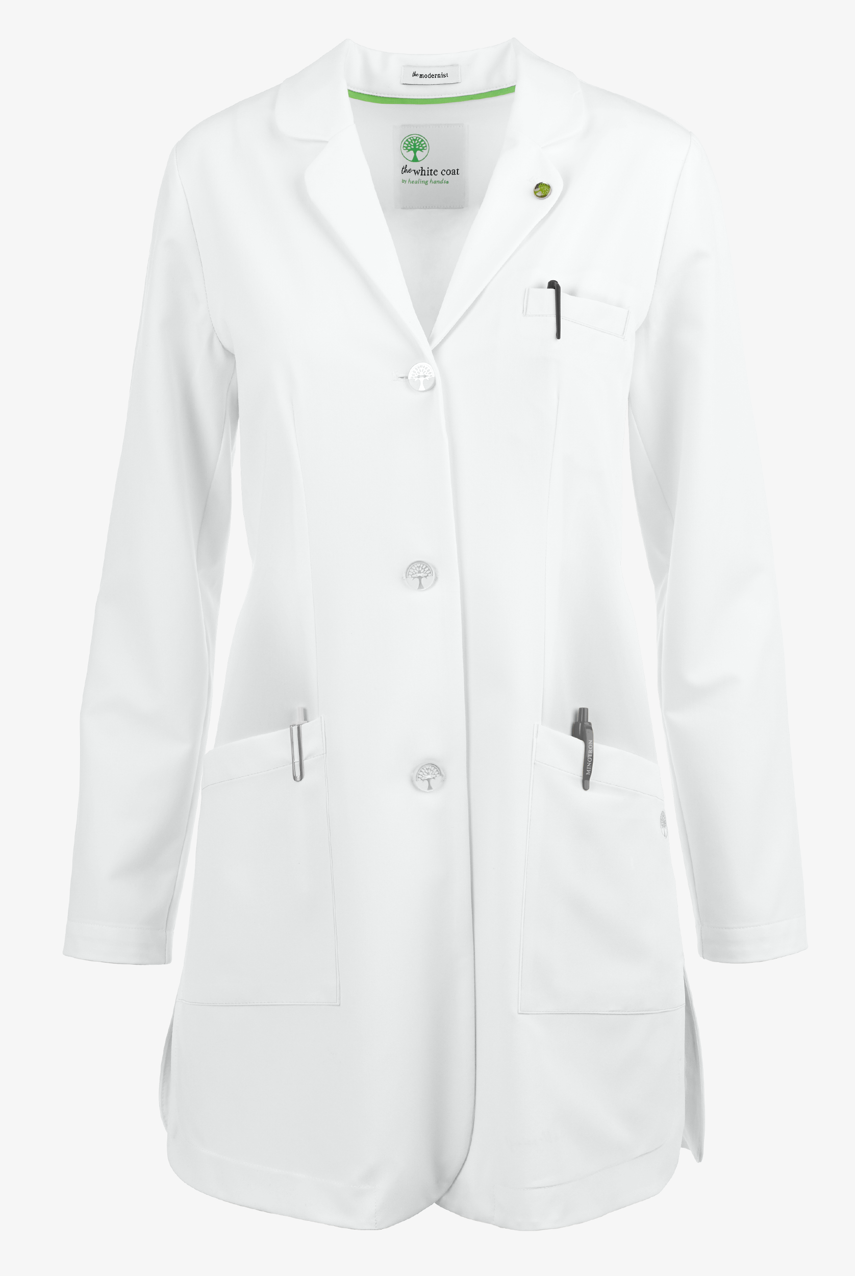 Healing Hands White Coat Modernist Women's 35" 3-Pocket STRETCH Lab Coat