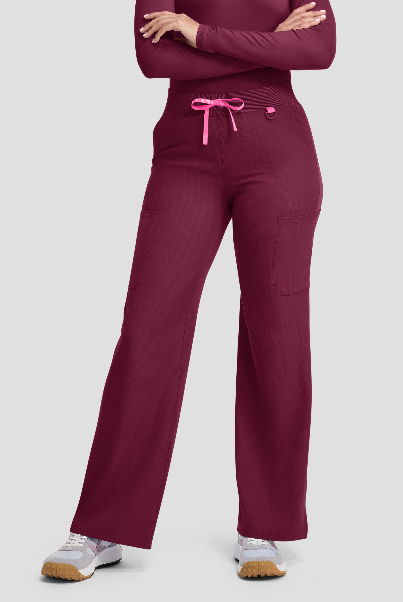 Med Couture Amp Women's 5-Pocket STRETCH High-Rise Wide Leg Cargo Scrub Pant - Petite