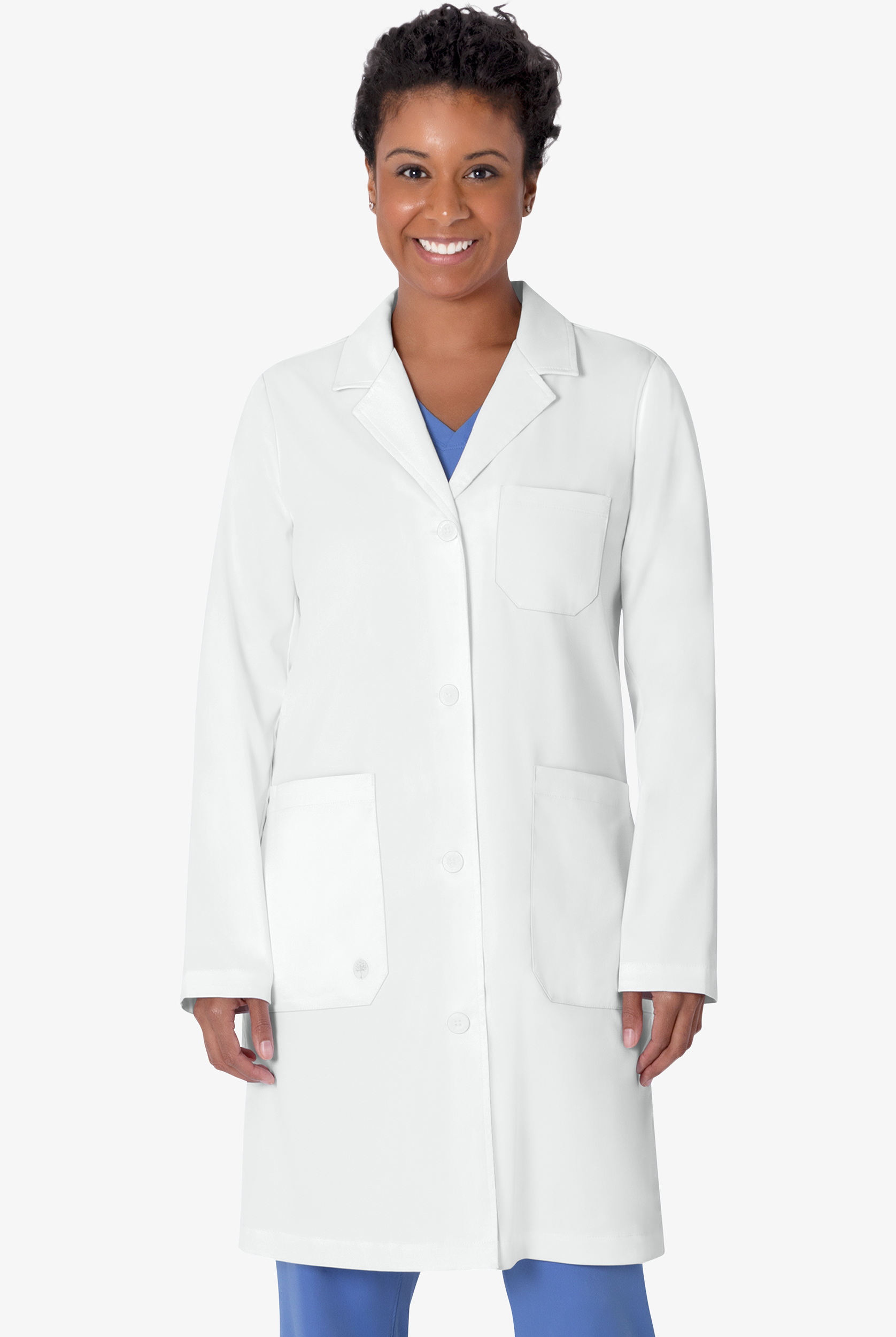 Healing Hands White Coat Minimalist Women's 37 &frac12;" 5-Pocket STRETCH Lab Coat