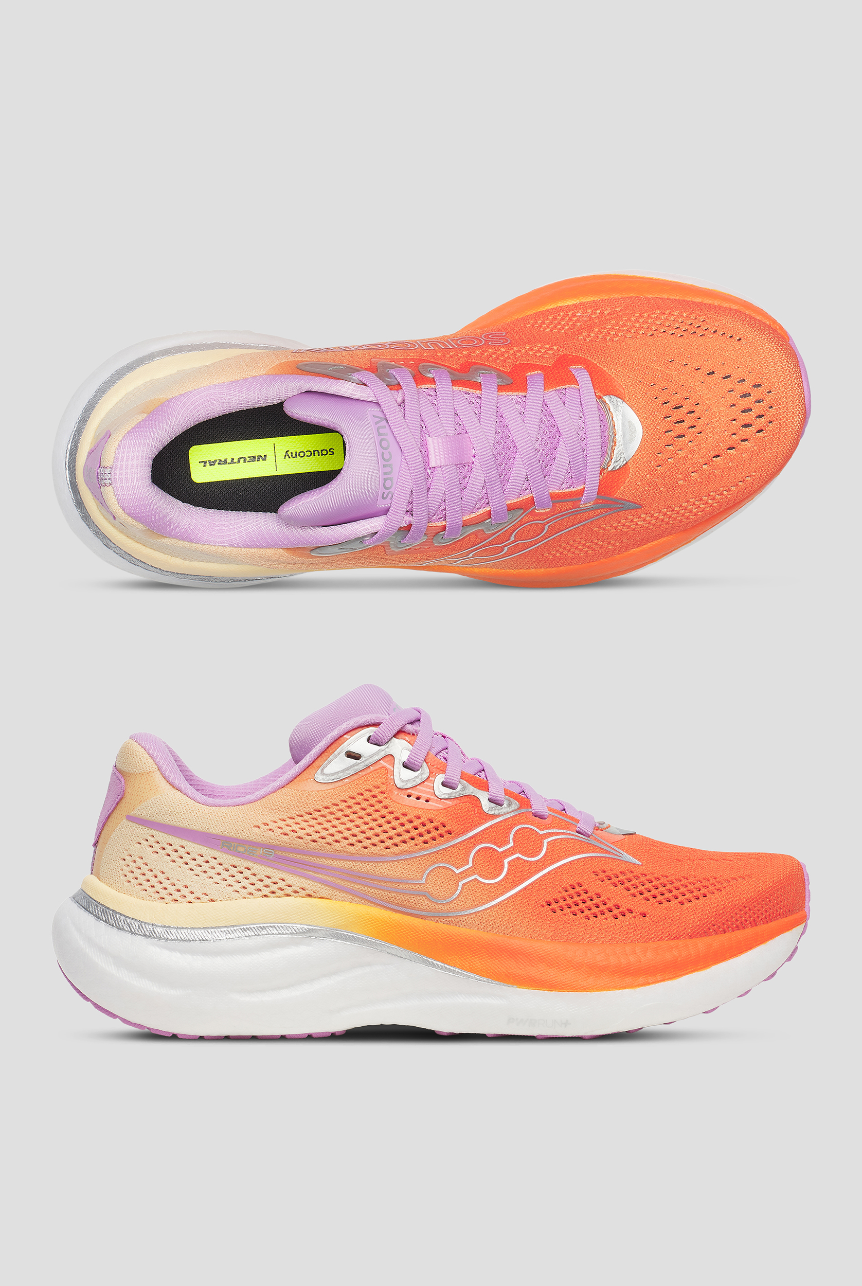 Zapatillas deportivas Saucony Ride 19 Fire / Orchid con cordones para mujer