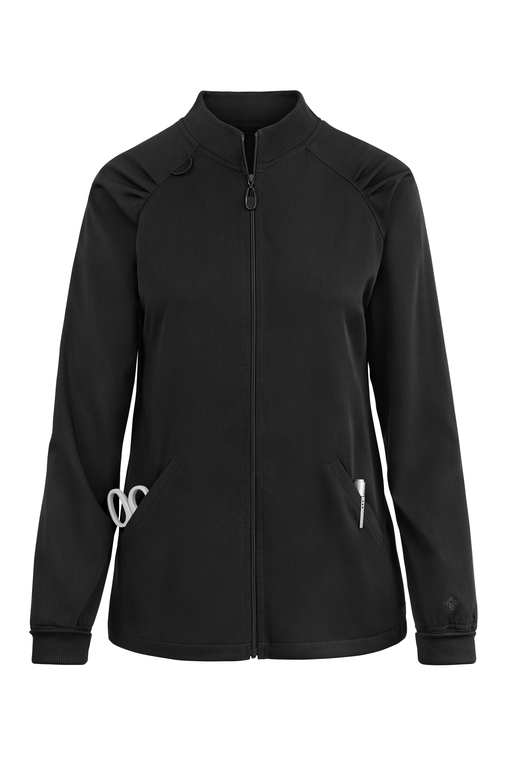 Med Couture Touch Women's 4-Pocket STRETCH Raglan Sleeve Zip Front Scrub Jacket