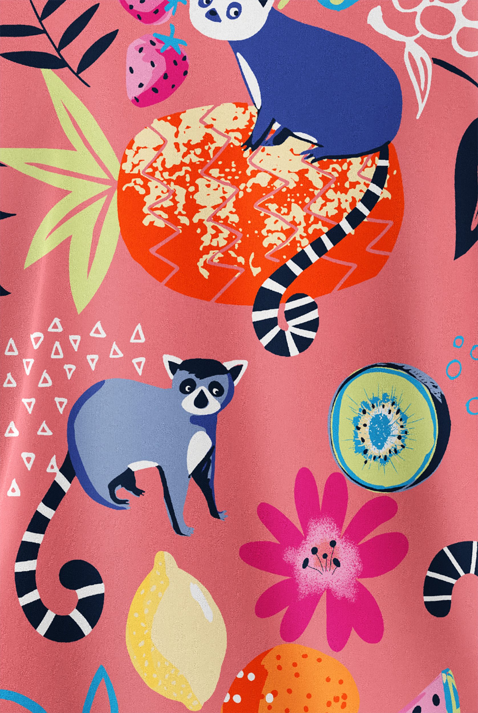 Butter-Soft STRETCH Lemur Land Rouge Rose Women's 2-Pocket V-Neck Print Scrub Top