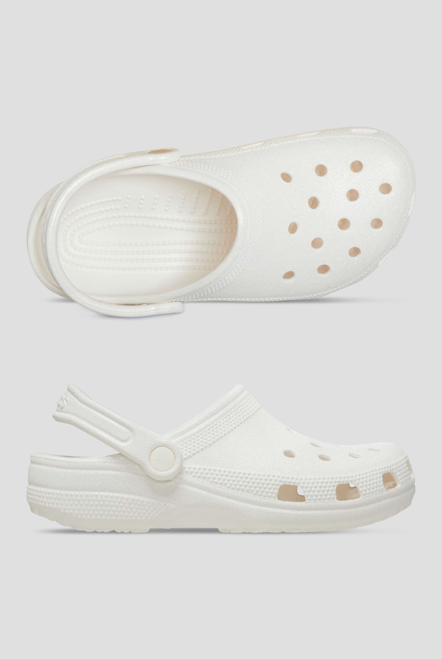 Crocs&trade; Womens Classic White Glitter Clog