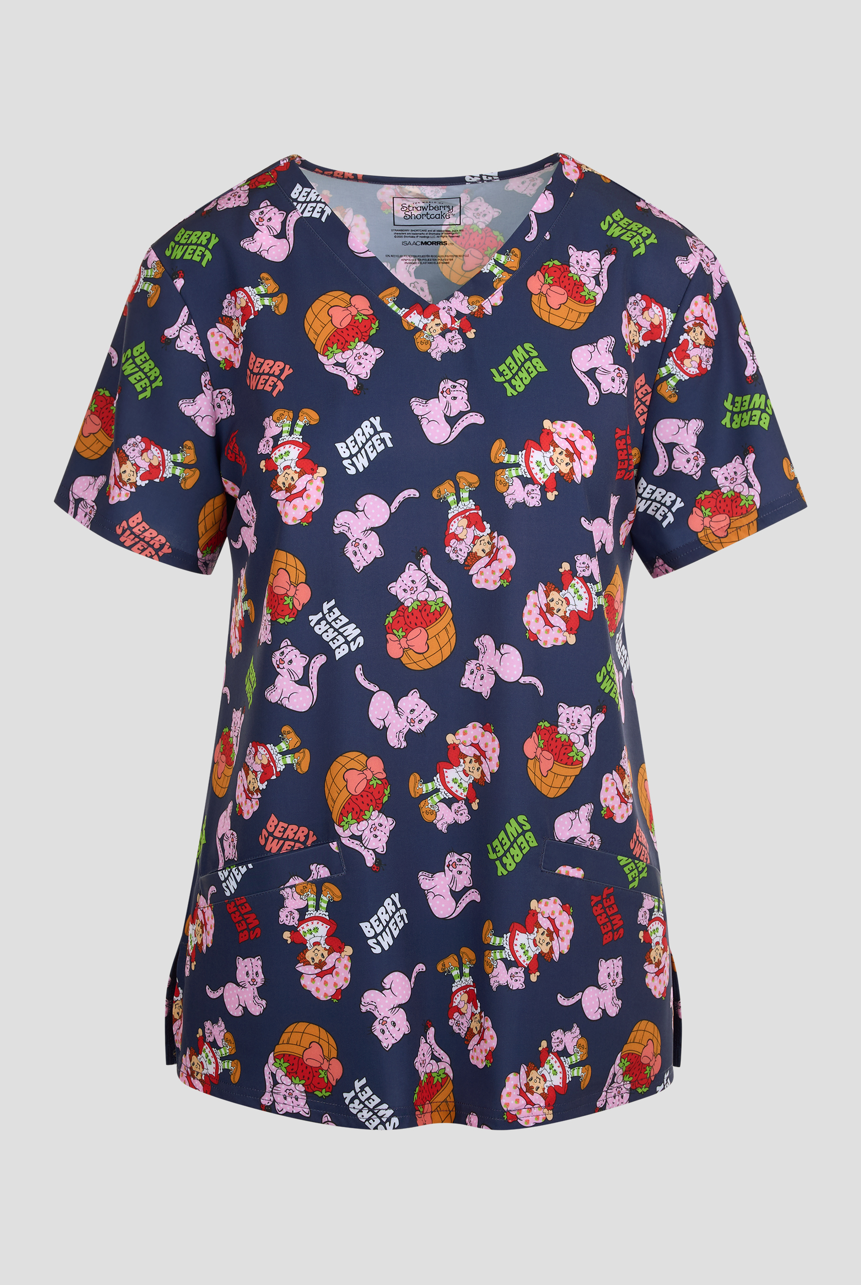 Strawberry Shortcake by Funscrubs Women's 2-Pocket STRETCH V-Neck Print Scrub Top