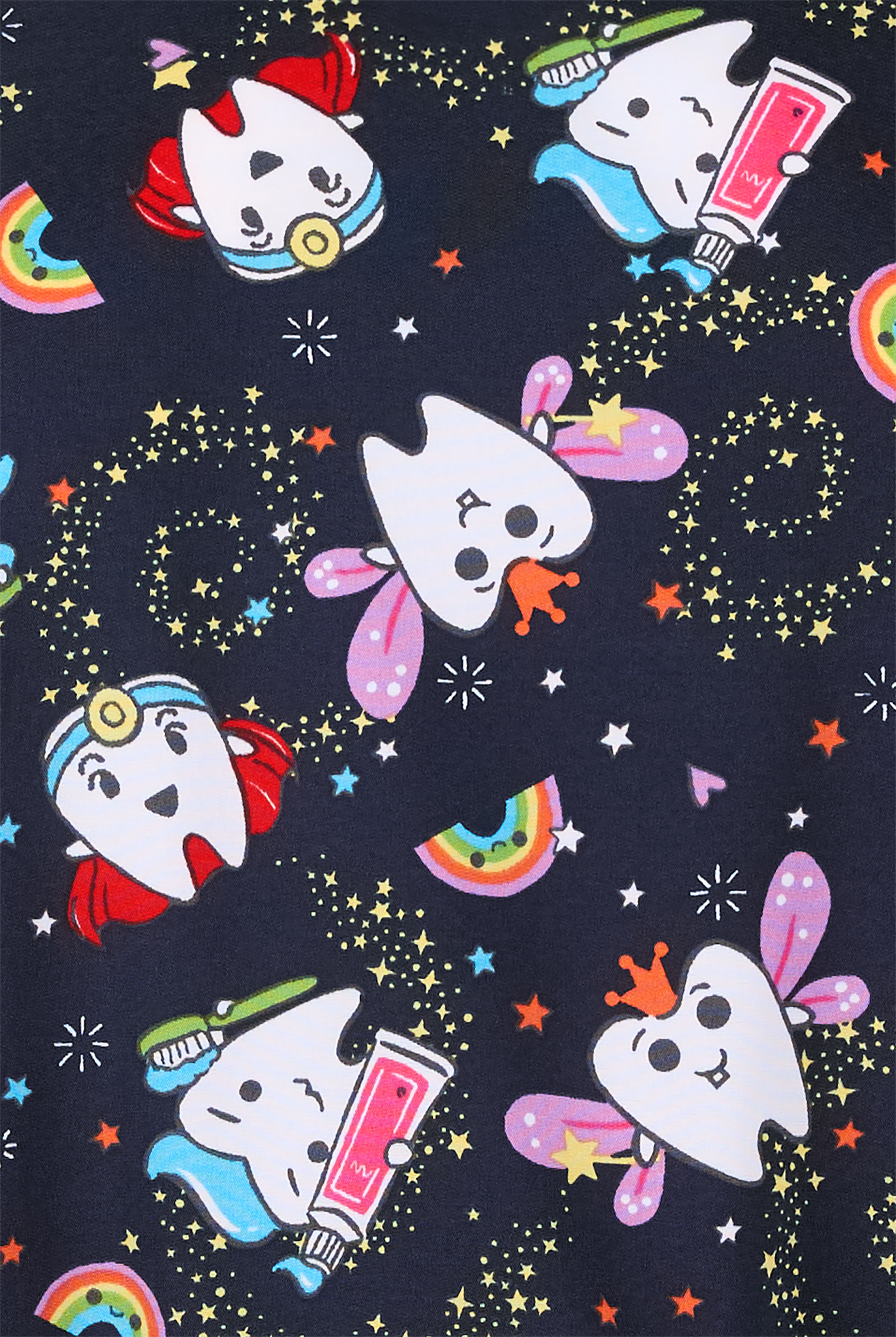 koi Basics Toothie Women's 2-Pocket STRETCH V-Neck Print Scrub Top