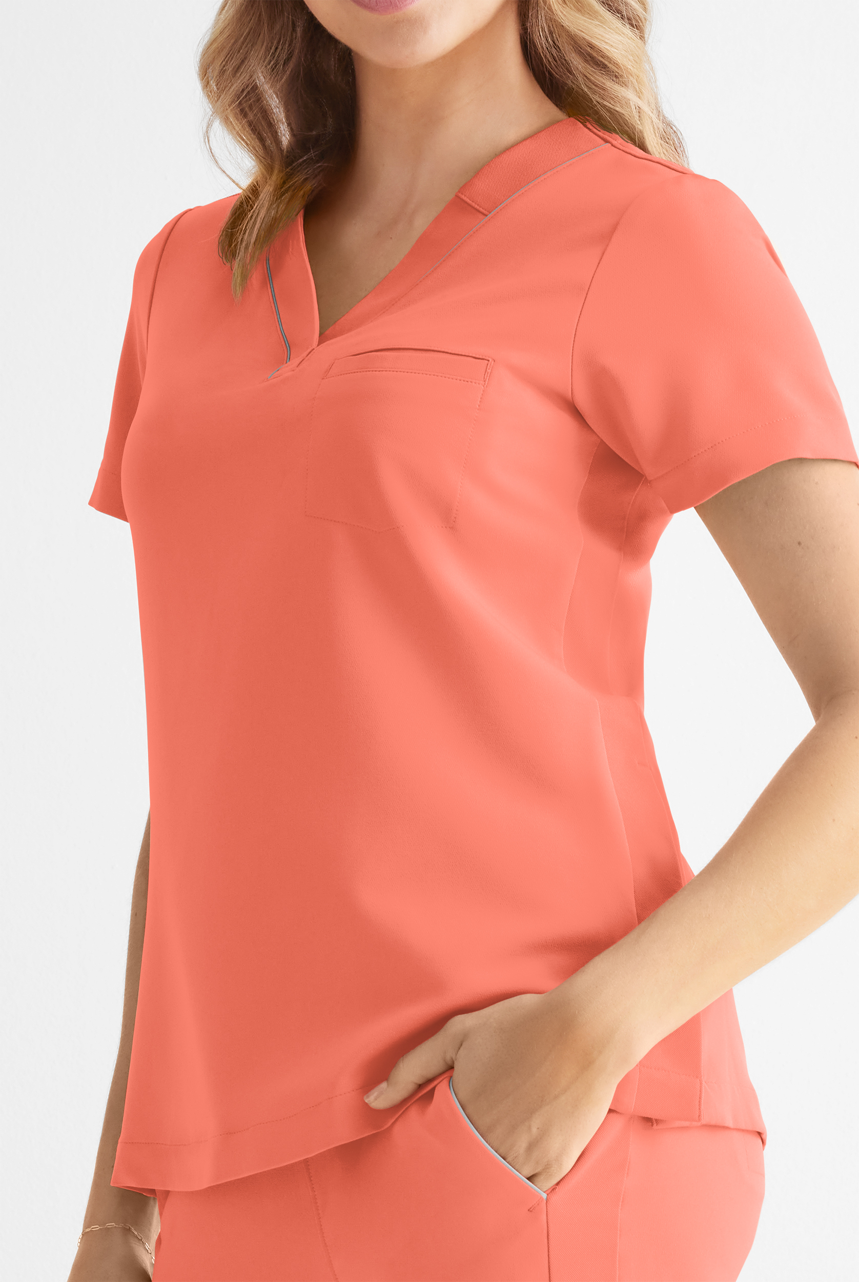 360 by Healing Hands Stella Women's 1-Pocket STRETCH Side Snap V-Neck Scrub Top