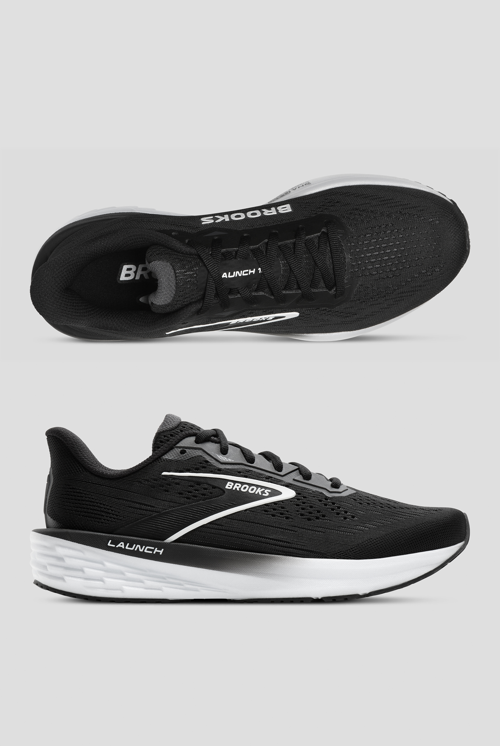Zapatillas deportivas Brooks Launch 12 Black/Grey/White con cordones para hombre