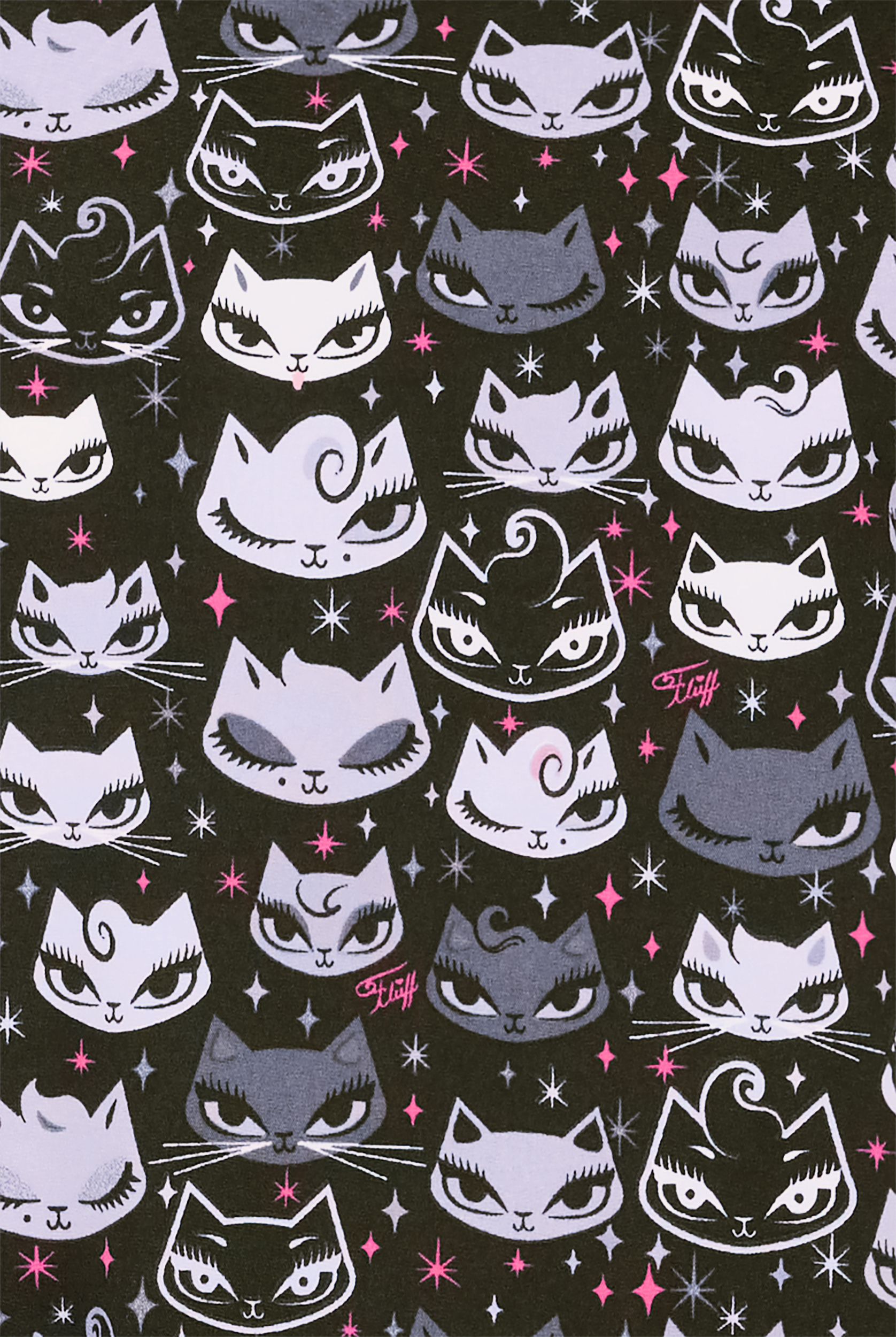 koi Basics Billy Cat Women's 2-Pocket STRETCH V-Neck Print Scrub Top