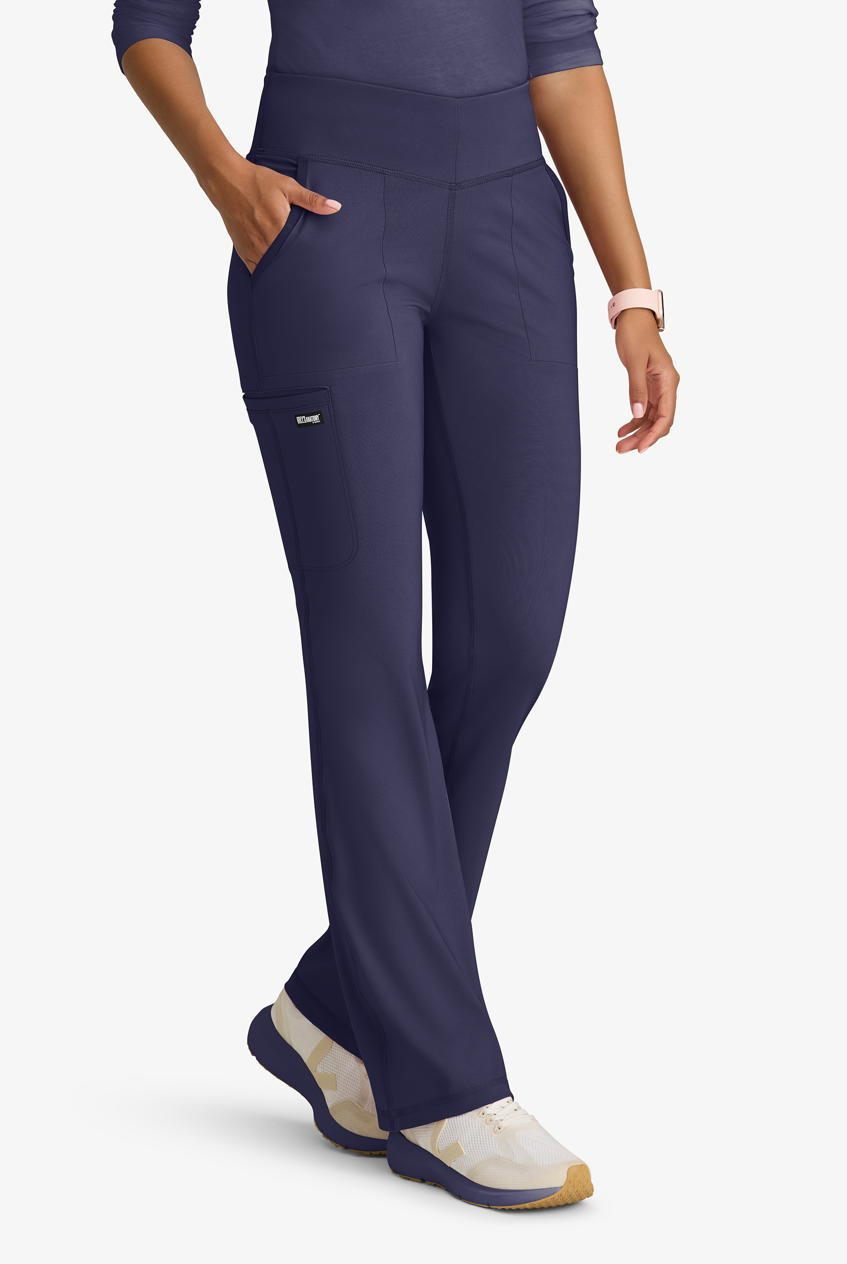 Grey's Anatomy by Barco Knit STRETCH Swift Women's 5-Pocket Fit & Flare Cargo Scrub Pants