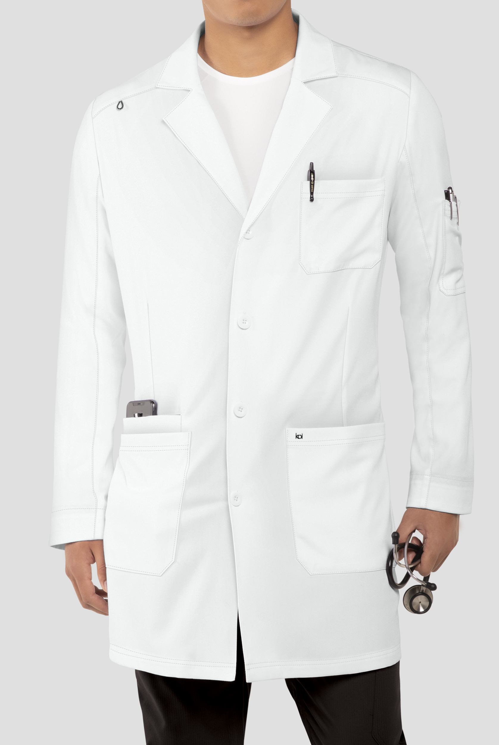 koi Essentials Men's 38" 5-Pocket Lab Coat