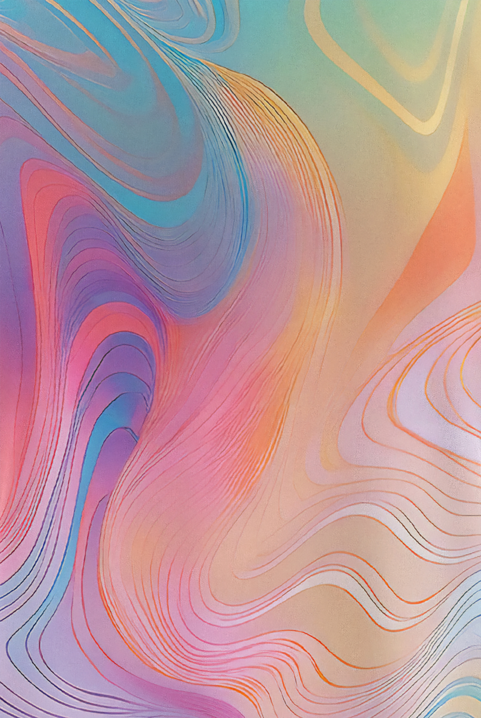 Easy STRETCH Dreamy Waves Turquoise Women's 2-Pocket V-Neck Print Scrub Top