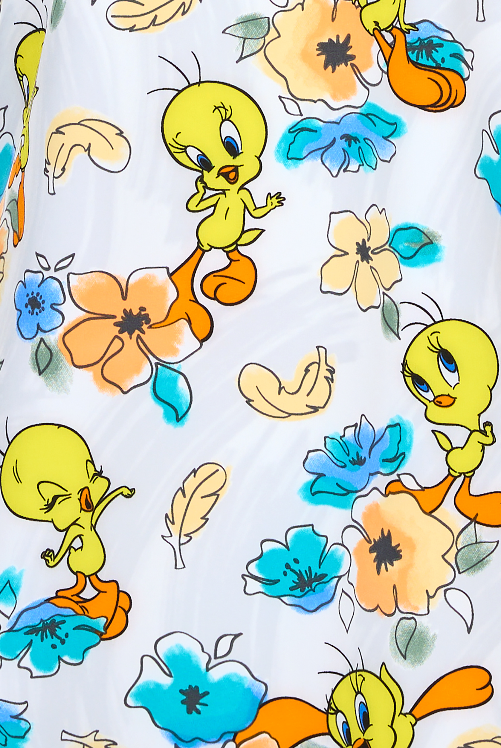 Tooniforms Looney Tunes Tweety Bird Dimension Women's 2-Pocket STRETCH V-Neck Print Scrub Top
