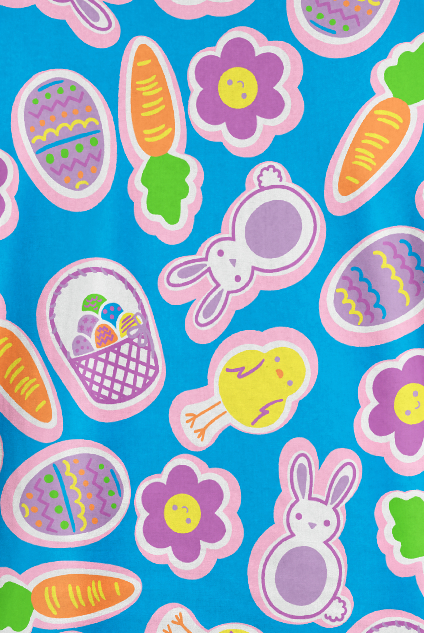 Butter-Soft Originals Easter Cookies Turquoise Women's 2-Pocket V-Neck Print Scrub Top