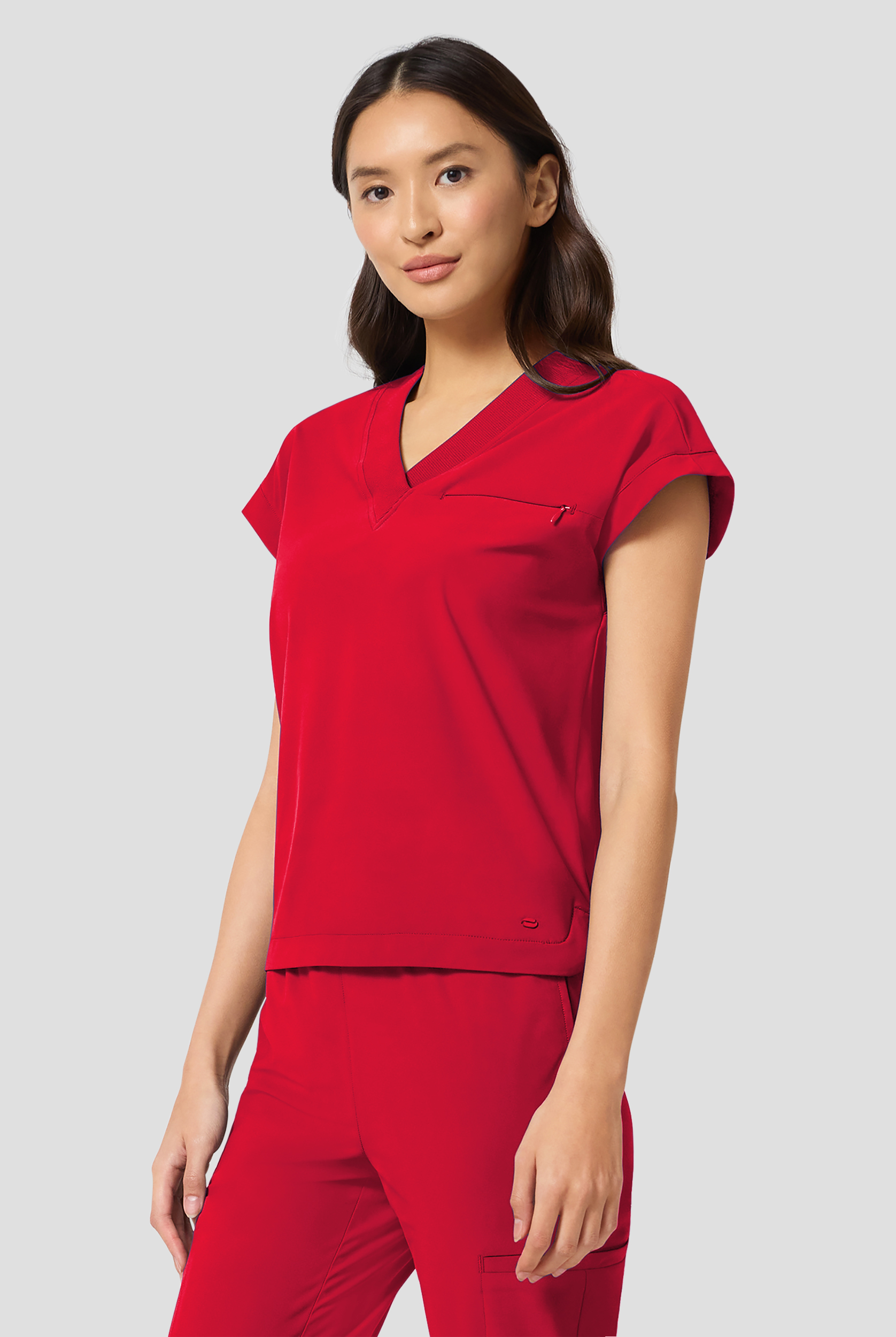 Infinity Pursuit Women's 1-Pocket STRETCH Rib-Knit V-Neck Dolman Sleeve Scrub Top
