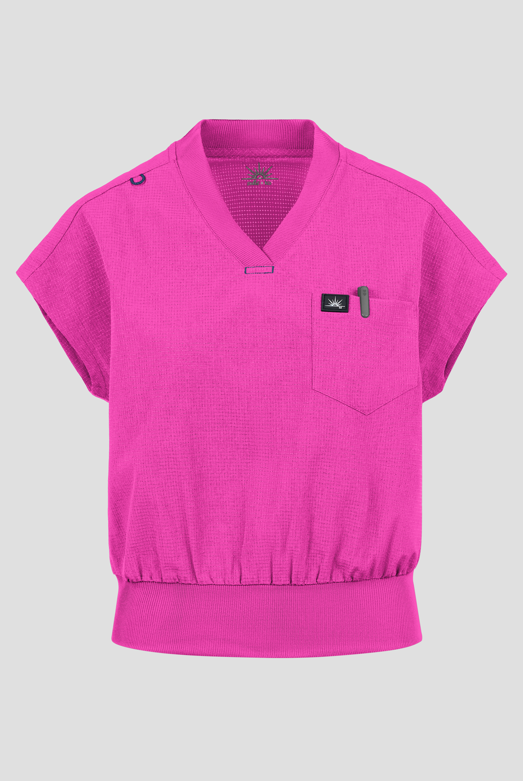 koi Solis Trinity Women's 1-Pocket STRETCH Banded Bottom Split V-Neck Scrub Top