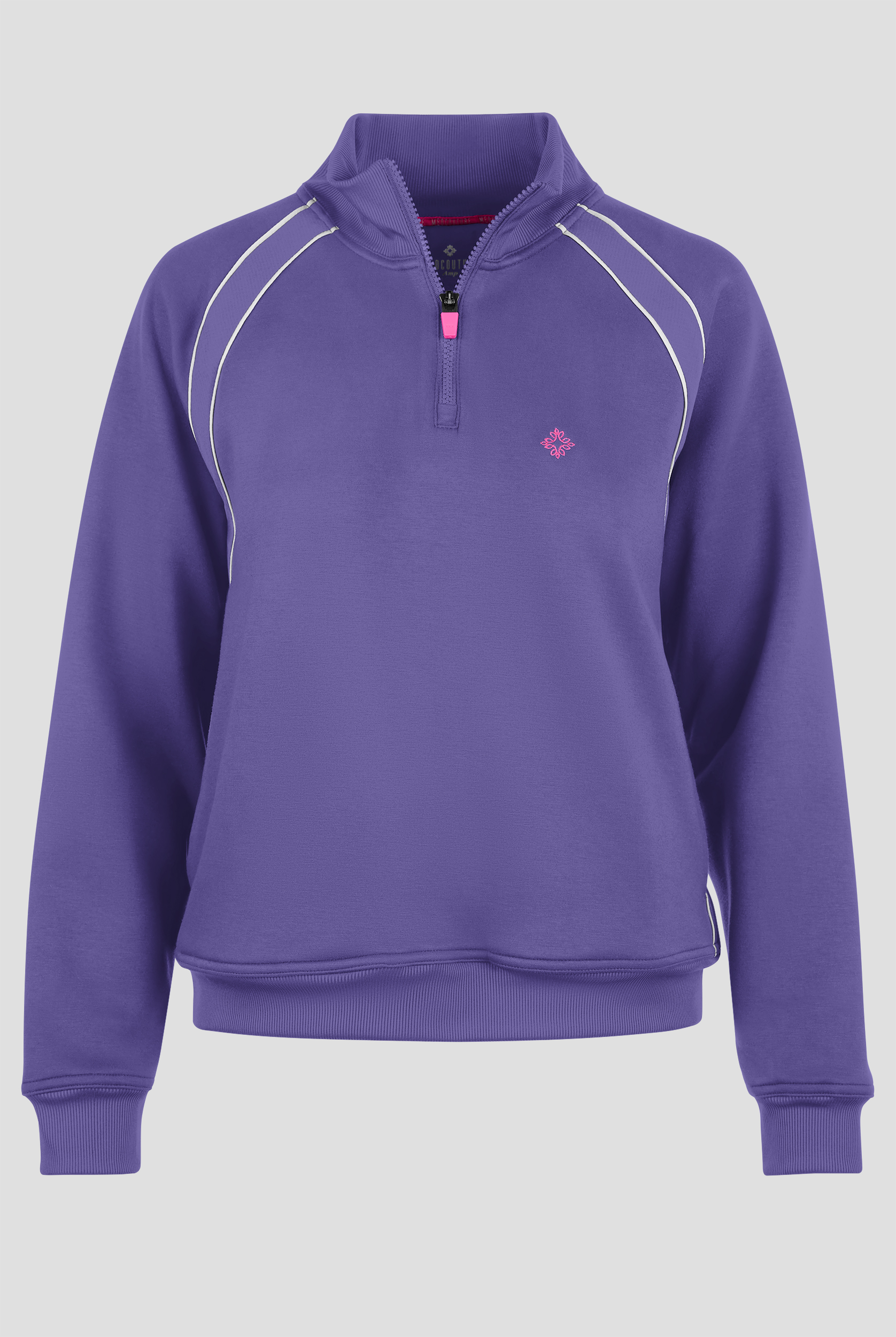 Med Couture Layers Women's 2-Pocket STRETCH Half Zip Scuba Knit Scrub Jacket