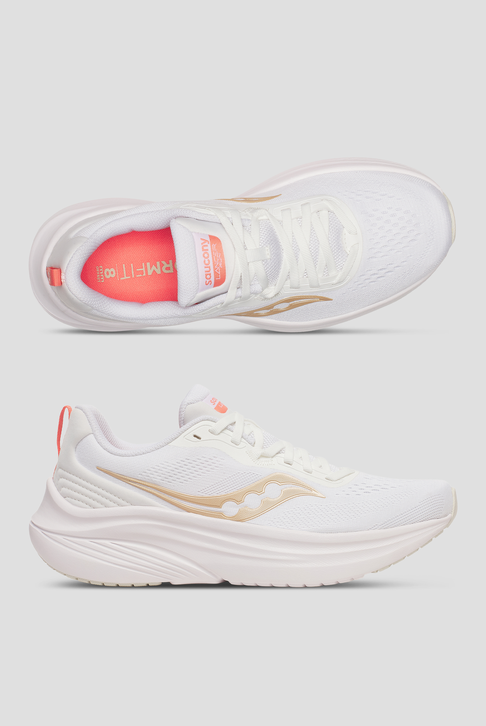 Zapatillas deportivas Saucony Lancer Run White / Pearl con cordones para mujer