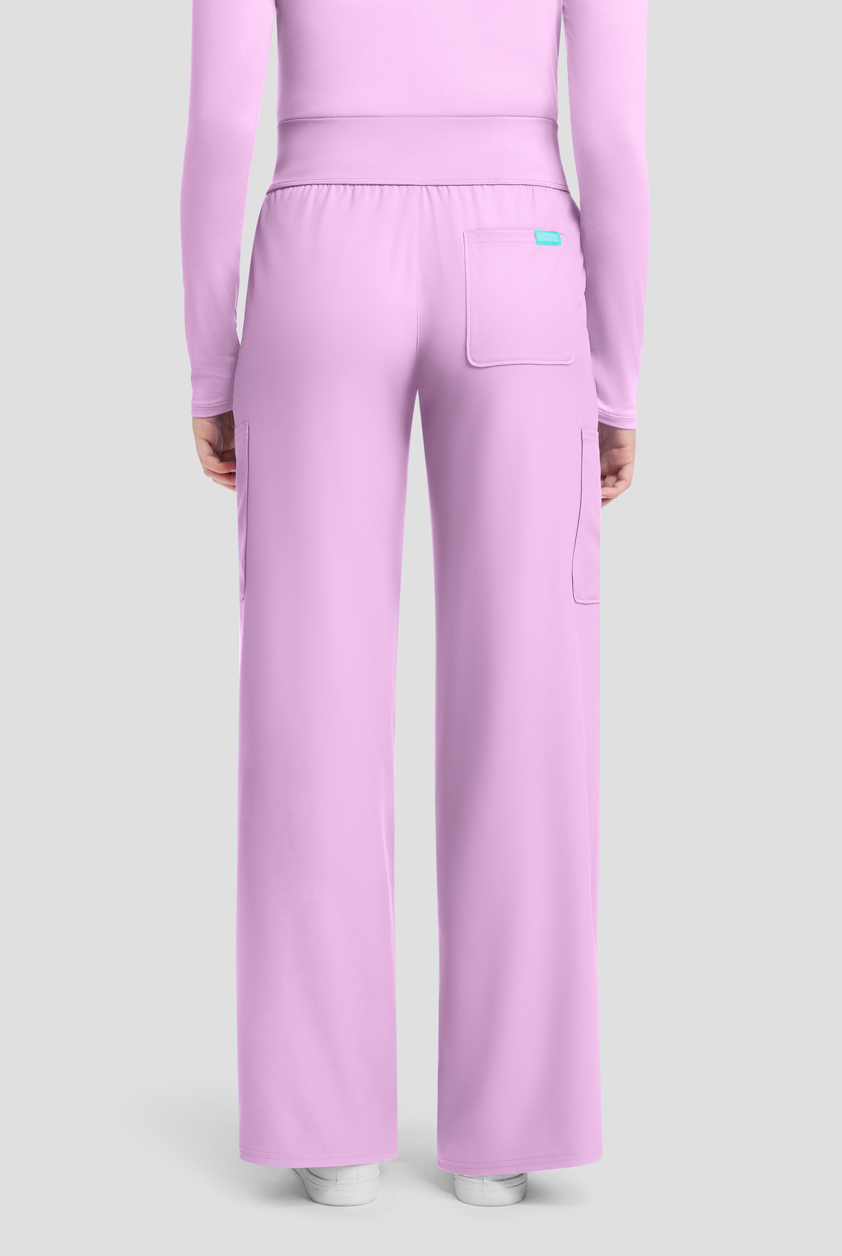 Med Couture Insight Women's 5-Pocket Ruched High Waisted Wide Leg Cargo Scrub Pant