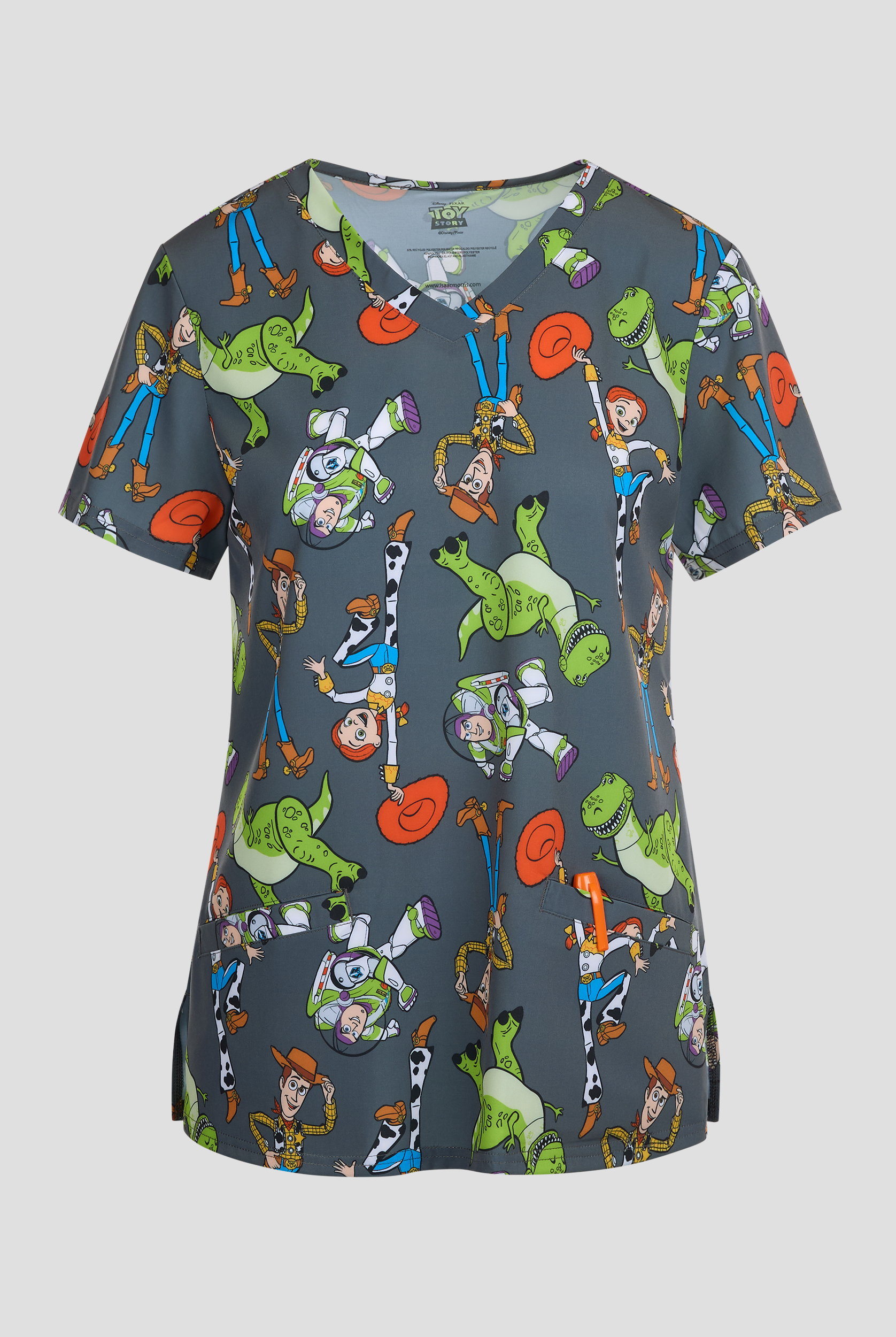 Disney's Toy Story by Funscrubs Women's 2-Pocket STRETCH V-Neck Print Scrub Top