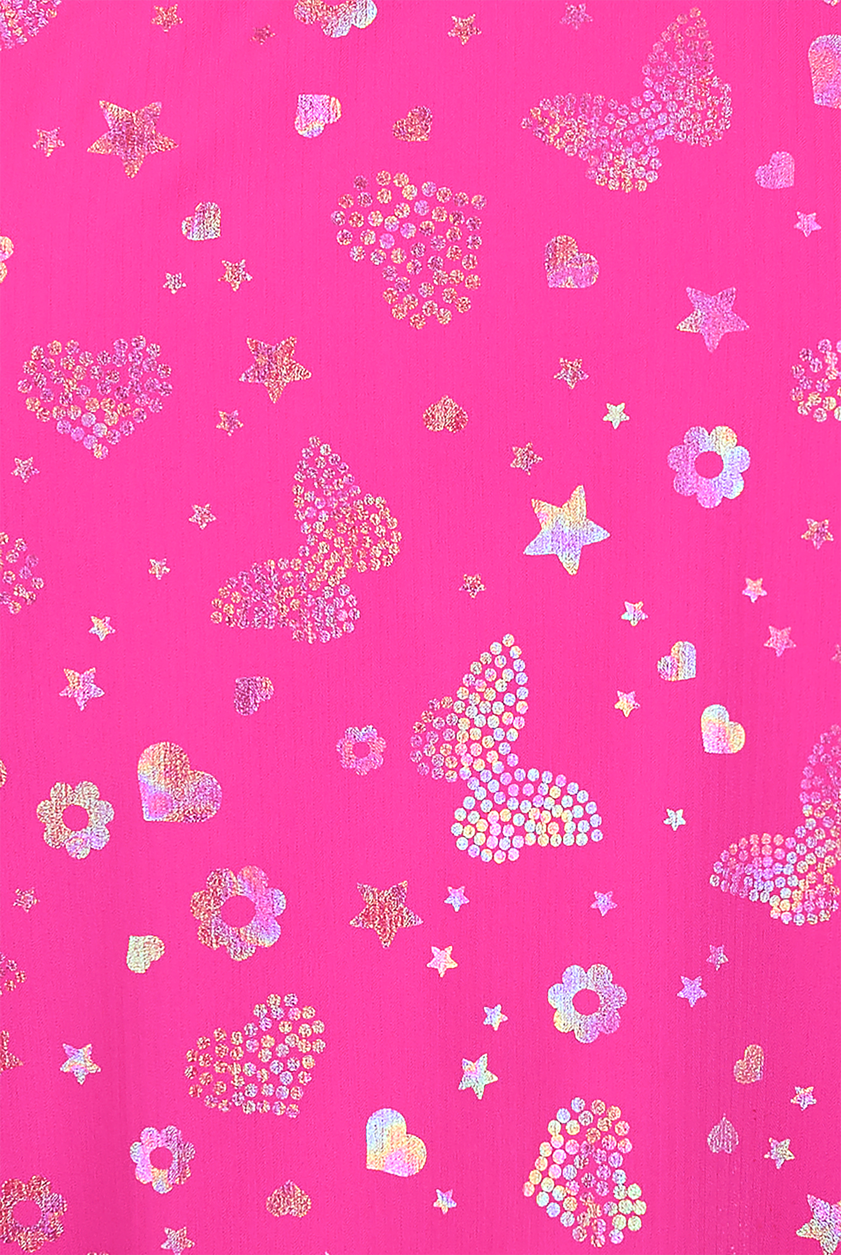 koi Lite Iridescent Light Bright Hibiscus Foil Women's 2-Pocket V-Neck Print Scrub Top