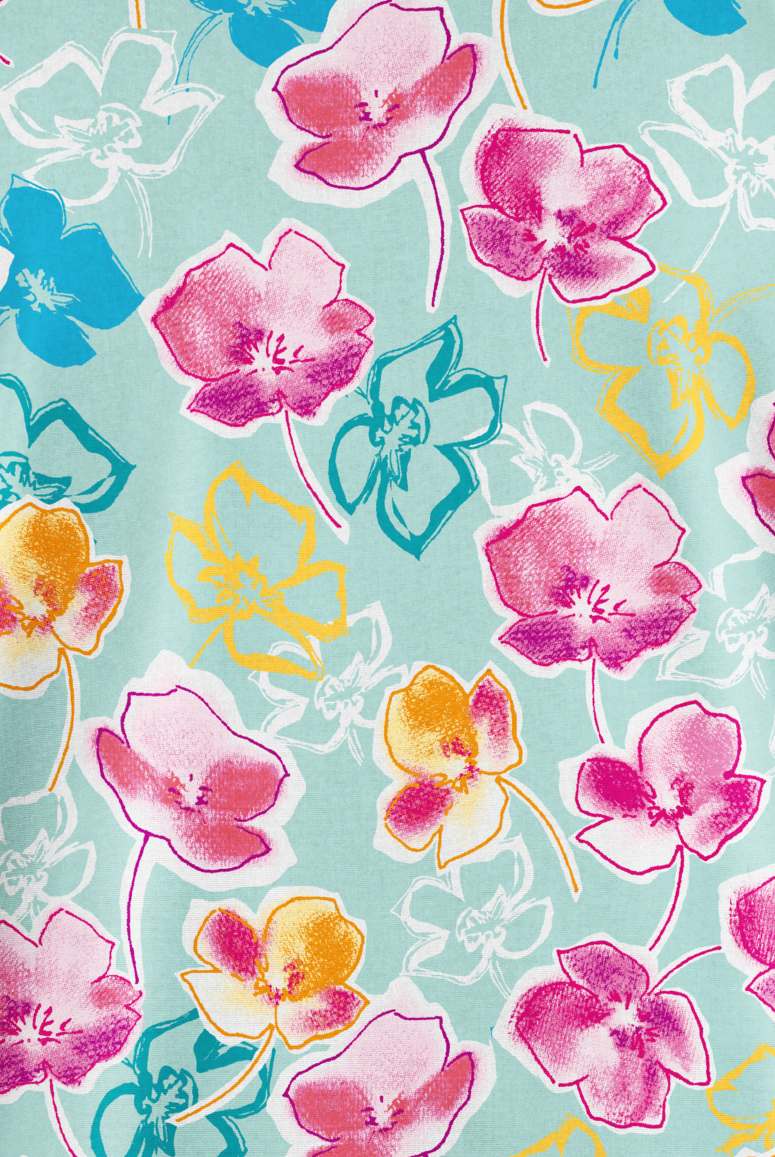 Butter-Soft Originals Spring Poppies Salt Blue Women's 2-Pocket V-Neck Print Scrub Top