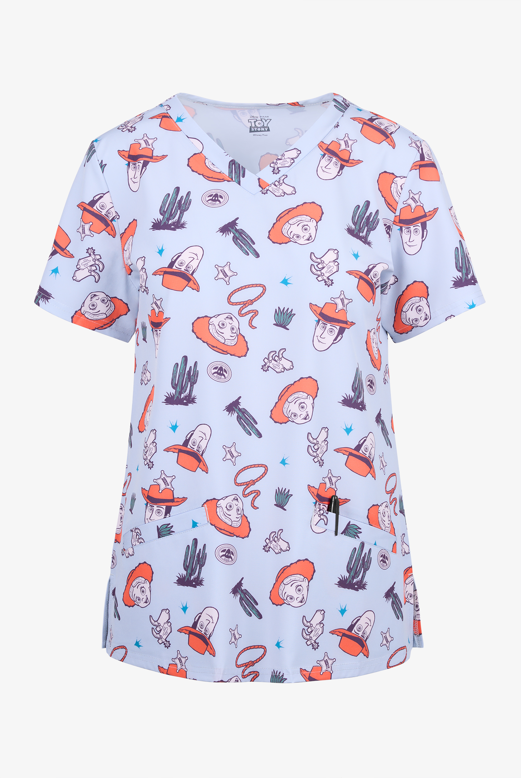 Disney's Toy Story by Funscrubs Women's 2-Pocket STRETCH V-Neck Print Scrub Top