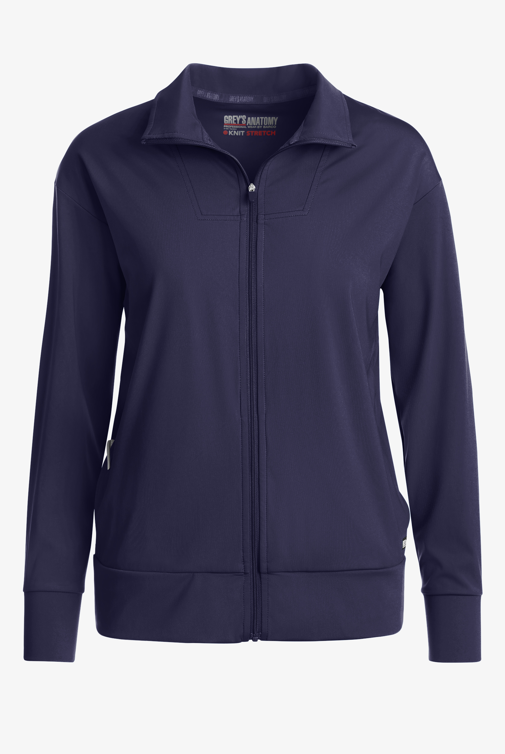 Grey's Anatomy by Barco Knit STRETCH Ease Warm Up Women's 4-Pocket Zip Front Scrub Jacket