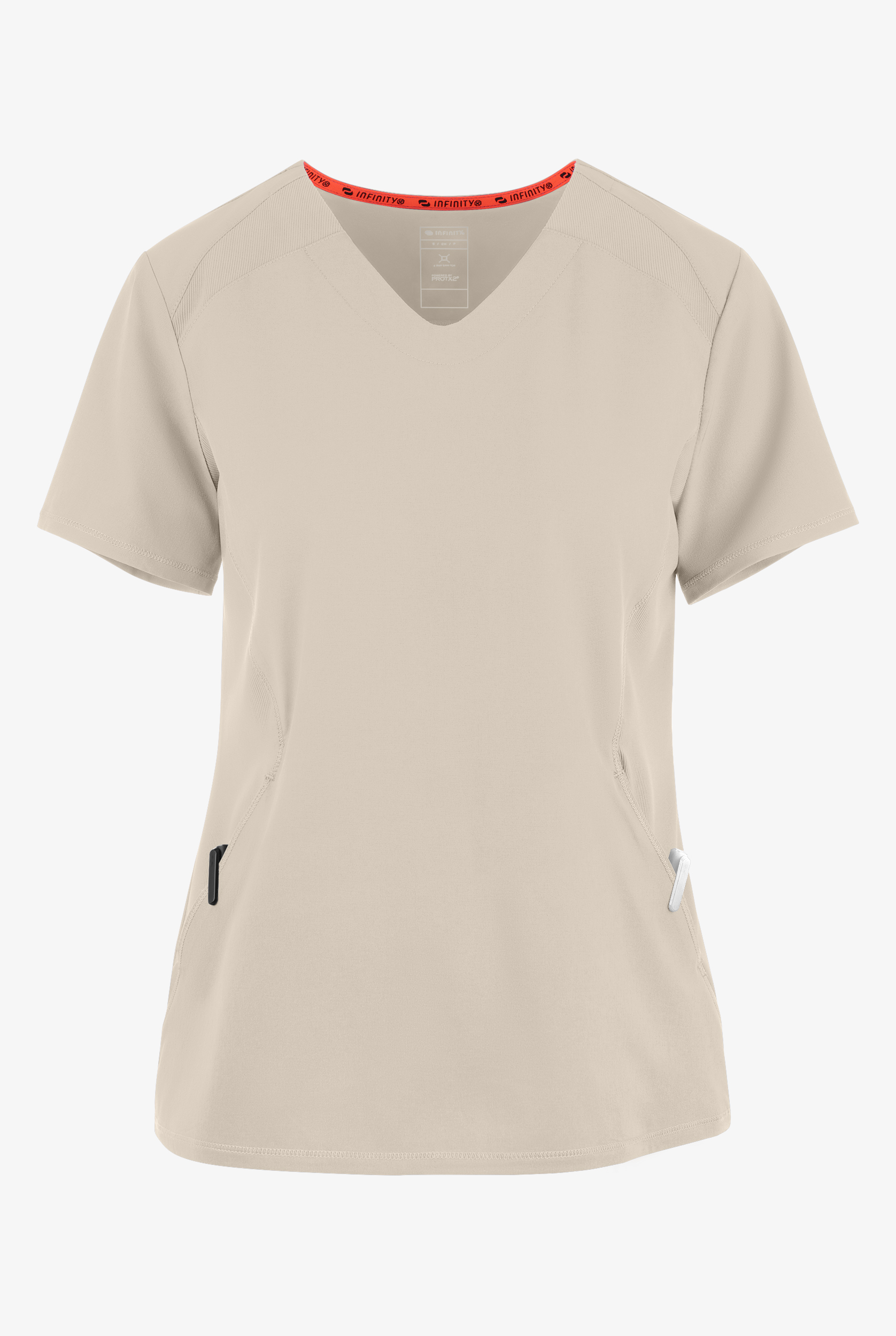 Infinity GNR8 Women's 1-Pocket STRETCH Rib-Knit Rounded V-Neck Scrub Top