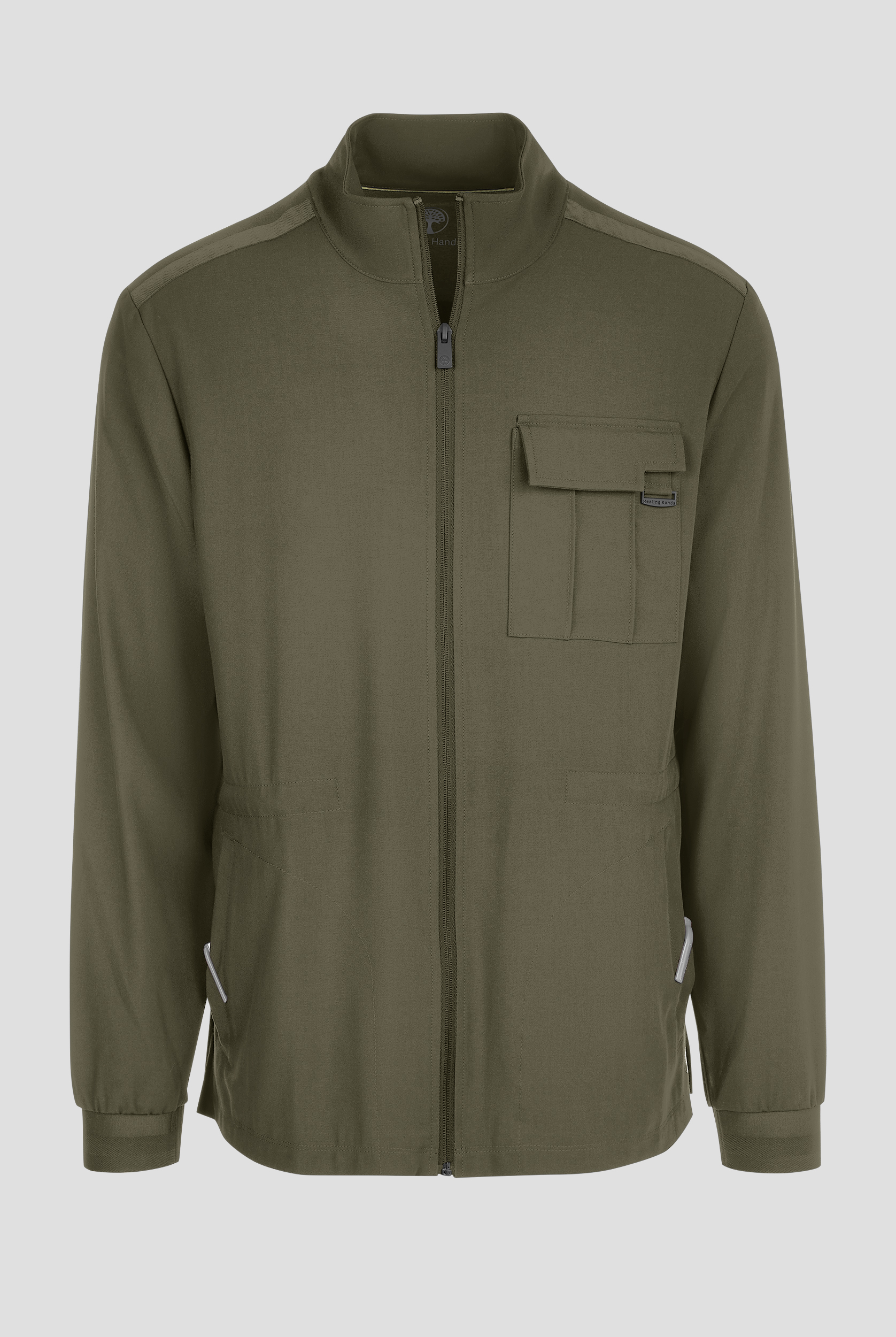 Healing Hands Quest Men's 4-Pocket STRETCH Zip Front Utility Scrub Jacket