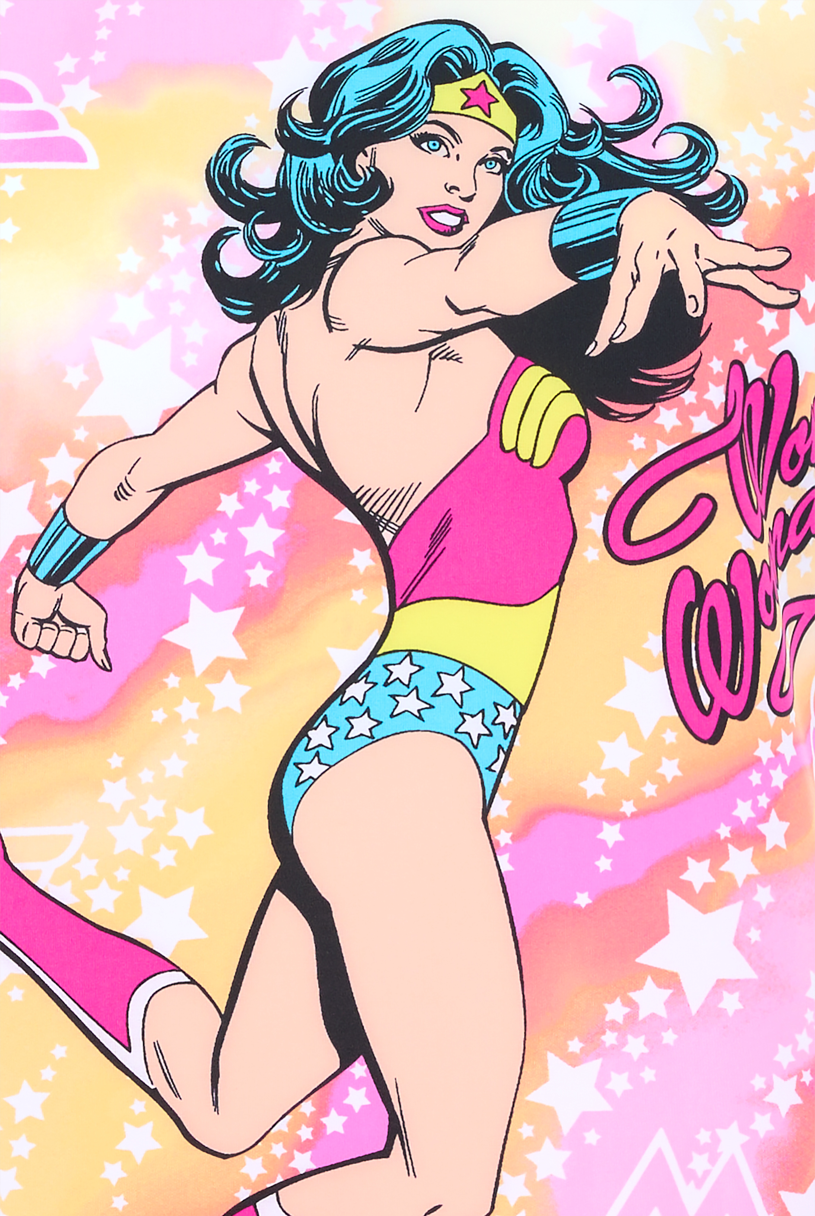 Tooniforms Wonder Woman Tiger Tie Dye Women's 2-Pocket STRETCH V-Neck Print Scrub Top