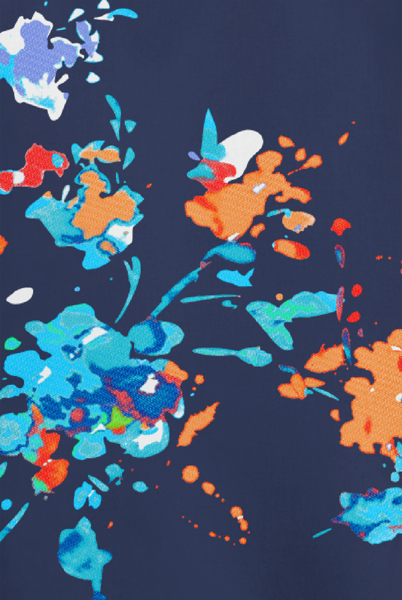 Butter-Soft STRETCH Floral Splash Navy Women's 1-Pocket Tuck-In V-Neck Print Scrub Top