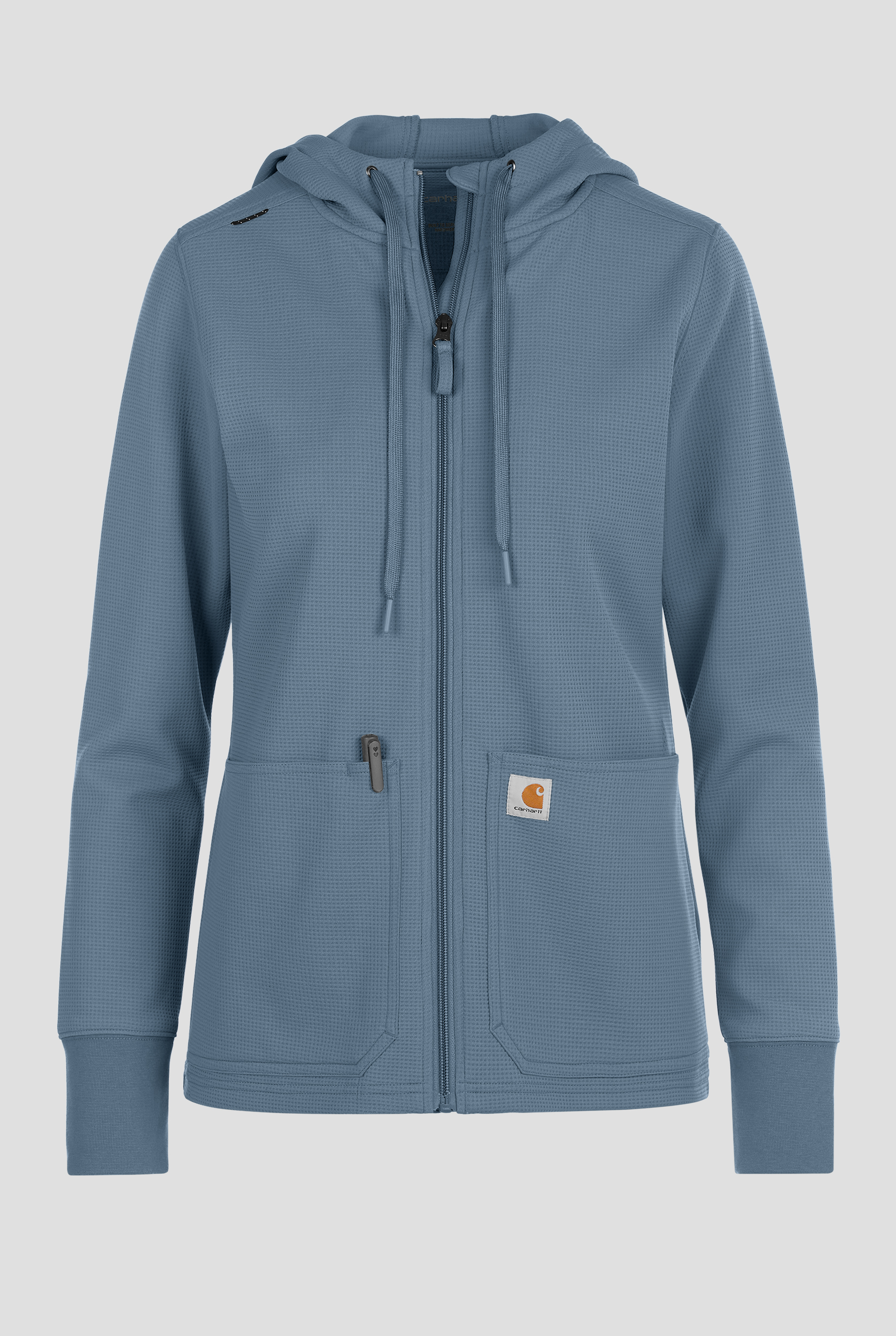 Chaqueta m&eacute;dica con capucha Carhartt Force&reg; Rugged Flex de tela gofre con cremallera y 4 bolsillos para mujer