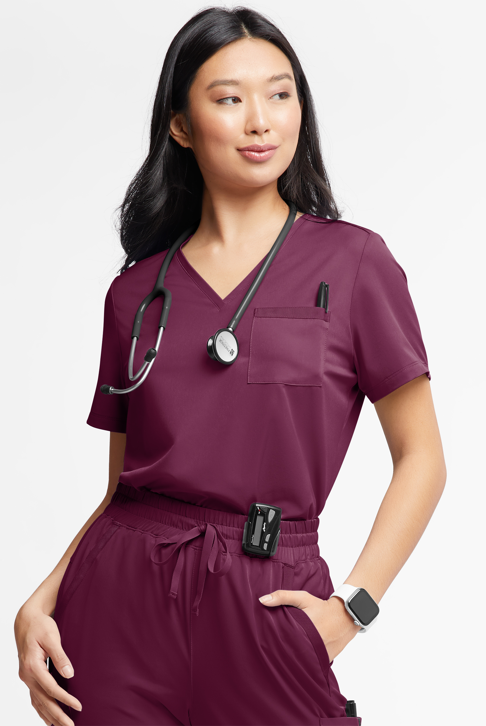 WhisperLite Zora Women's 2-Pocket Stretch V-Neck Tuck-in Scrub Top
