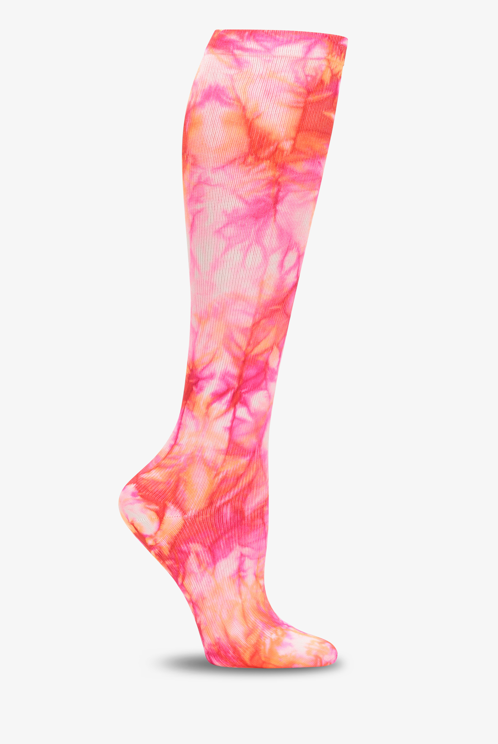 Calcetines de compresi&oacute;n anchos Nurse Mates Tie Dye-Fuchsia Flame para mujer - 12-14 mmHg