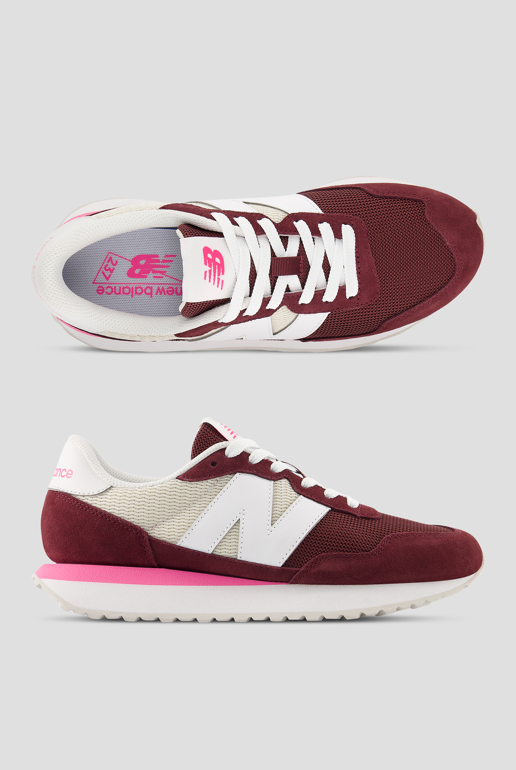New Balance Women's 237 Burgundy / Linen Athletic Lace Up Shoes